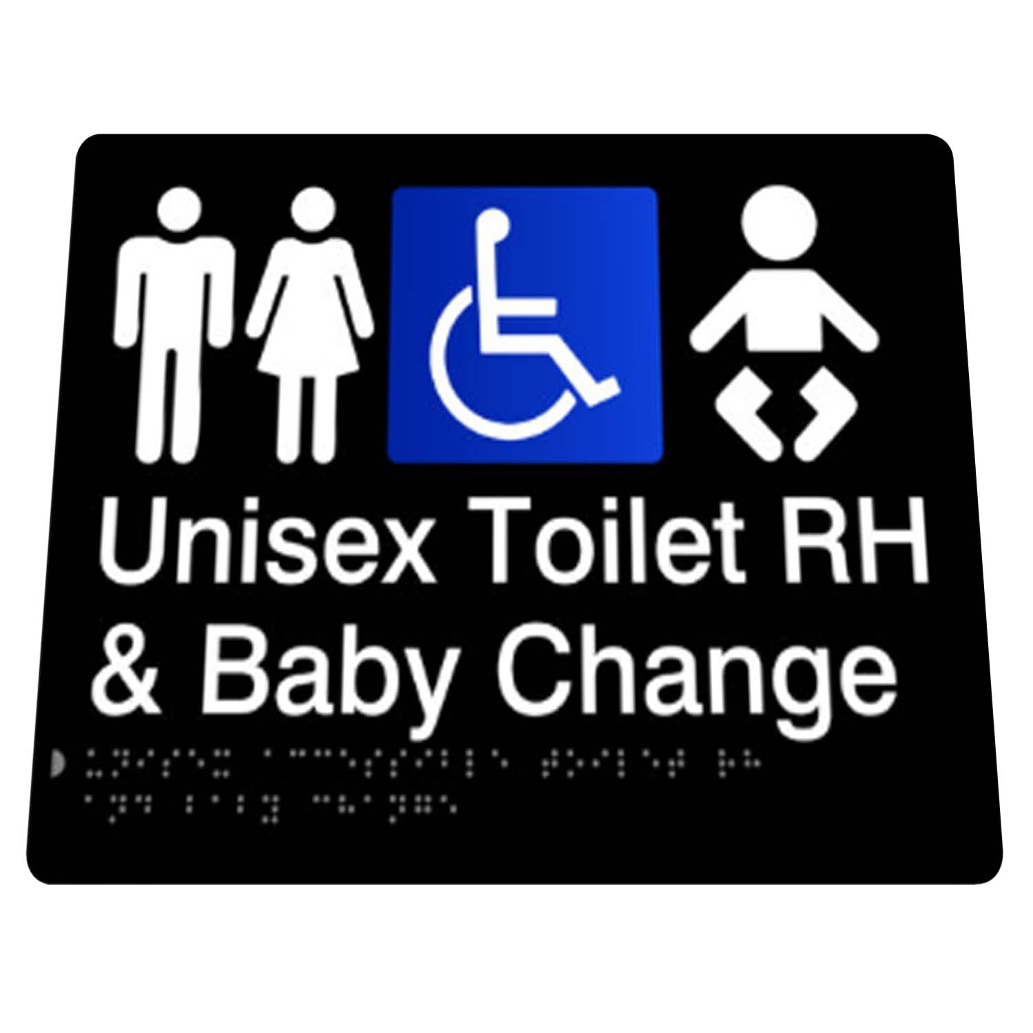 Unisex Disabled, Toilet and Parent Room Braille Sign 180mm x 210mm x 3mm Black