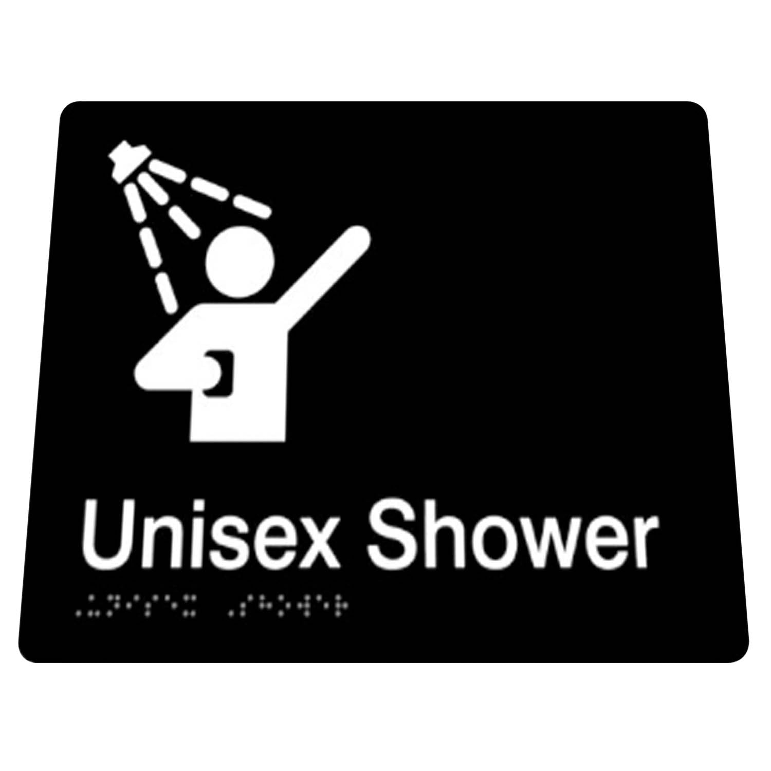 Unisex Shower Braille Sign 180mm x 180mm x 3mm Black