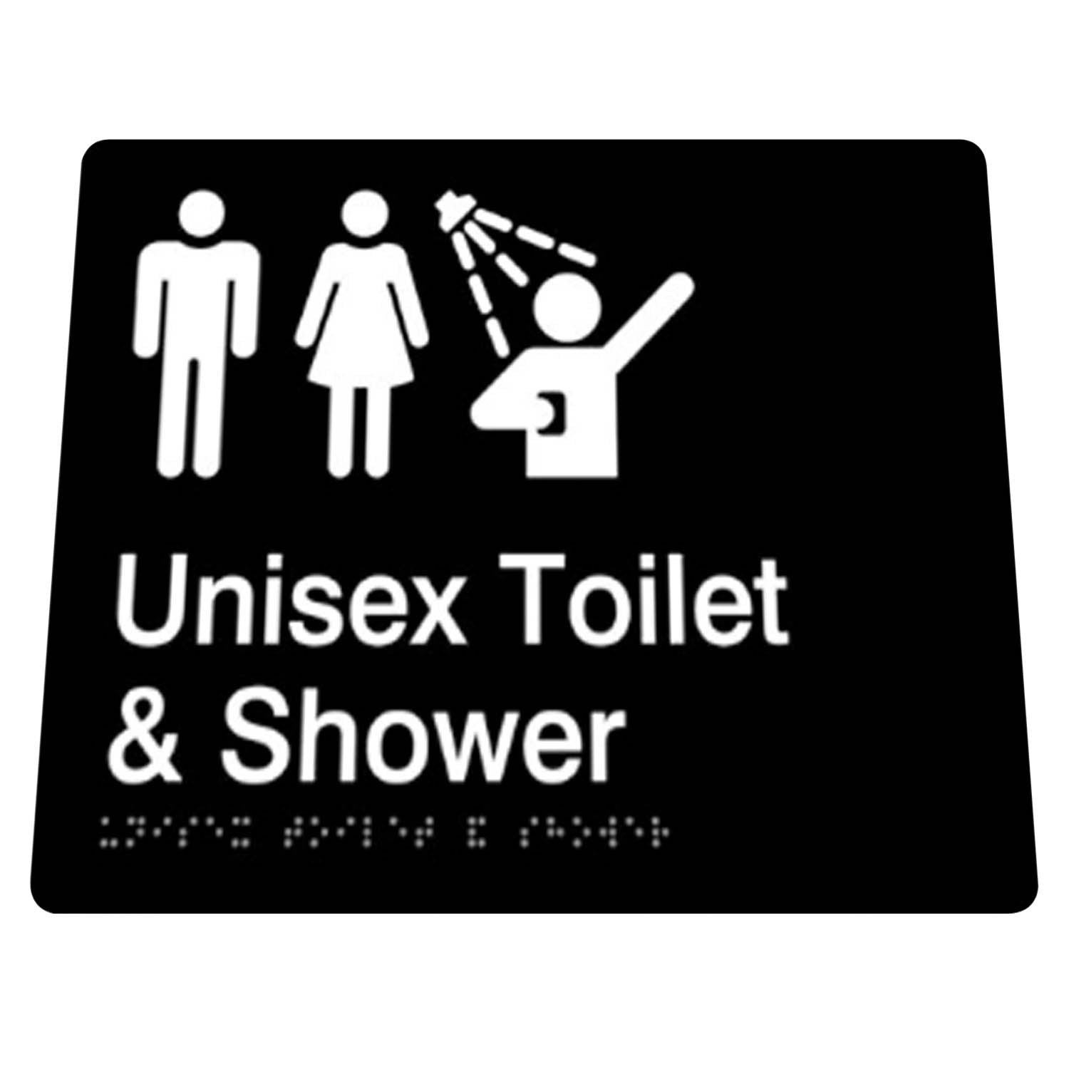 Unisex Toilet and Shower Braille Sign Black