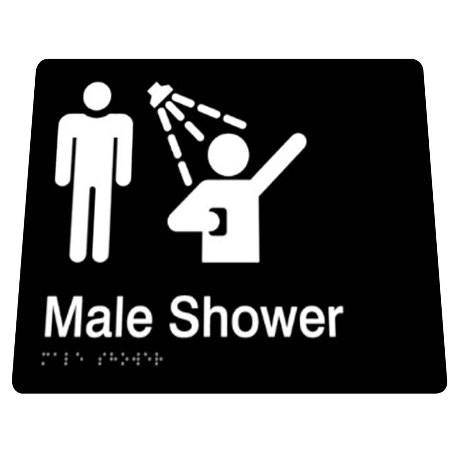 Male Shower Braille Sign Black