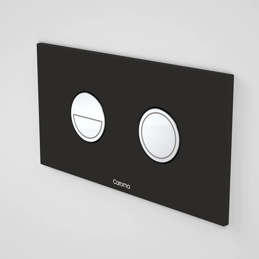 Invisi Series II® Round Dual Flush Plate & Buttons (Metal) Black w/ Chrome Buttons