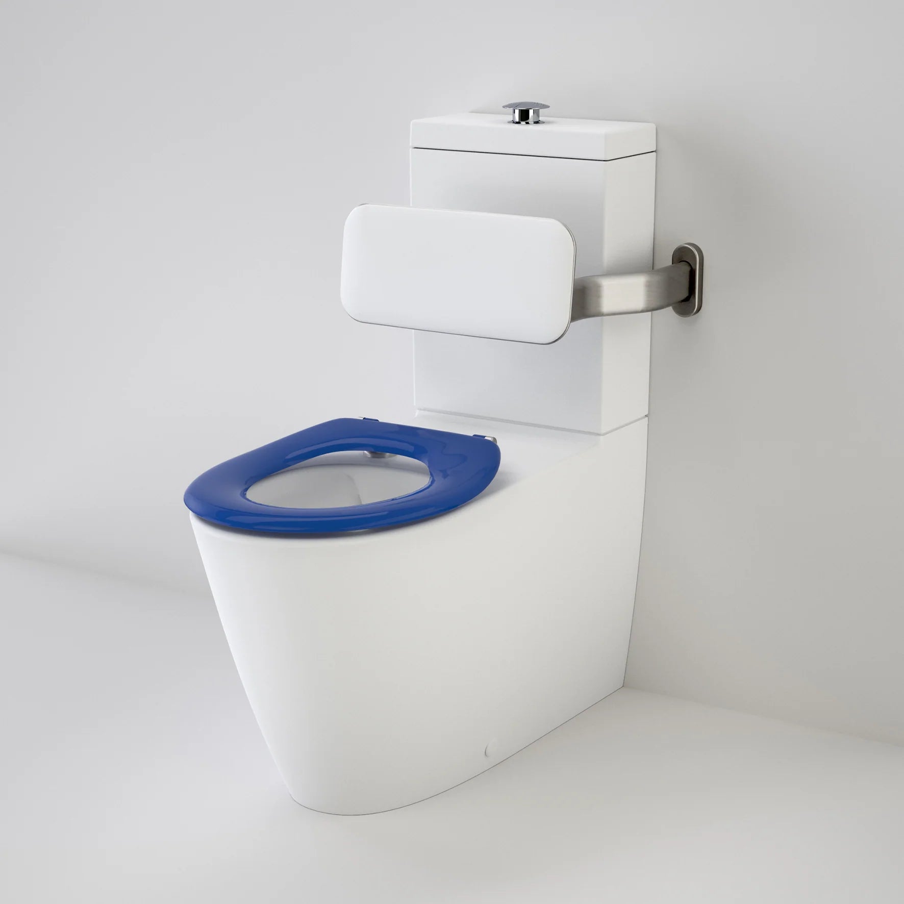 Care 800 Cleanflush® Wall Faced Suite with Backrest and Caravelle Care Single Flap Seat - Sorrento Blue (with GermGard®)