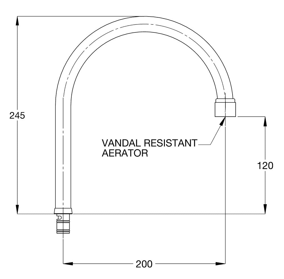 GalvinLab® CP-BS Lead Safe™ Lab Gooseneck Outlet Only 200CC x 120 High with Aerator