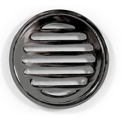 A stainless steel shower drain grate designed for tiled floors.