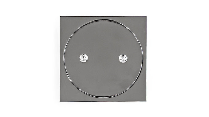 Tile Floor Cleanout Grate - Chrome on Brass, Blank Lid, 100mm Square