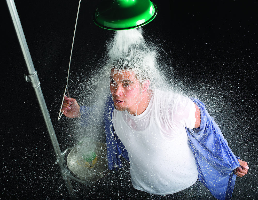 GalvinSafe® Free Standing Combi Shower, AXION® MSR ABS Eye/Face Wash, Hand & Foot Act (HAWS)