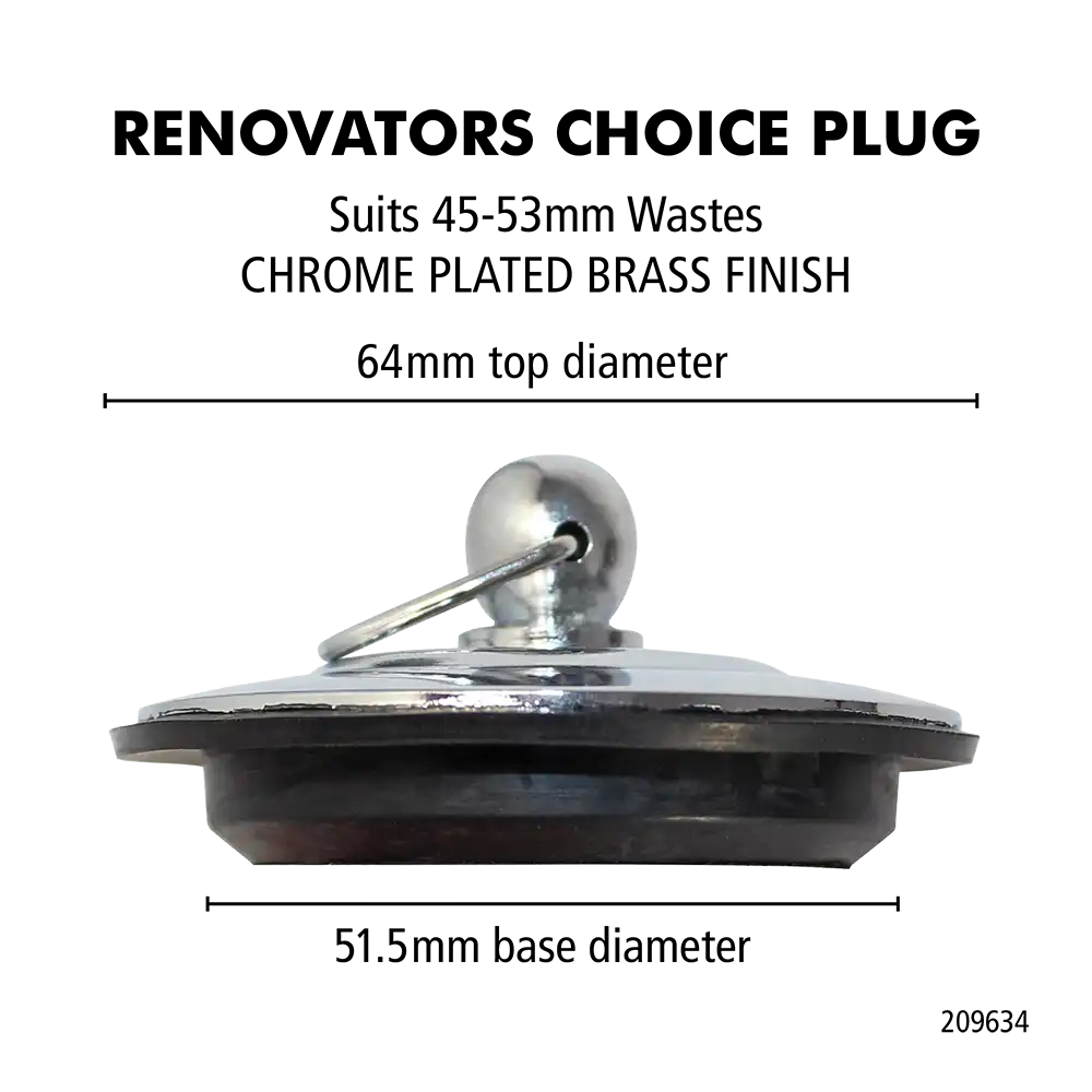 Renovators Choice Chrome Plated Brass Plug – Large 45-53mm