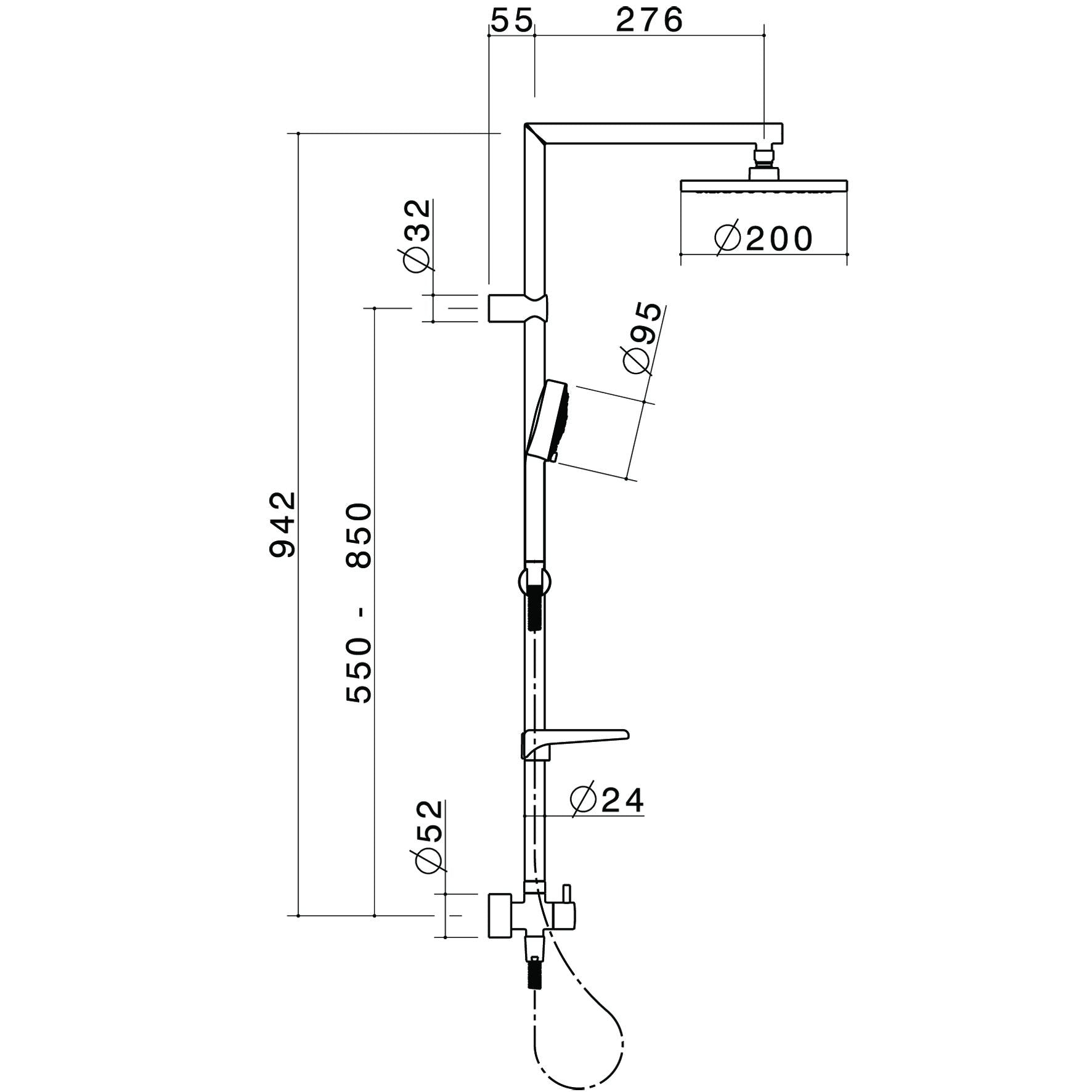 Essence Rail Shower with Overhead