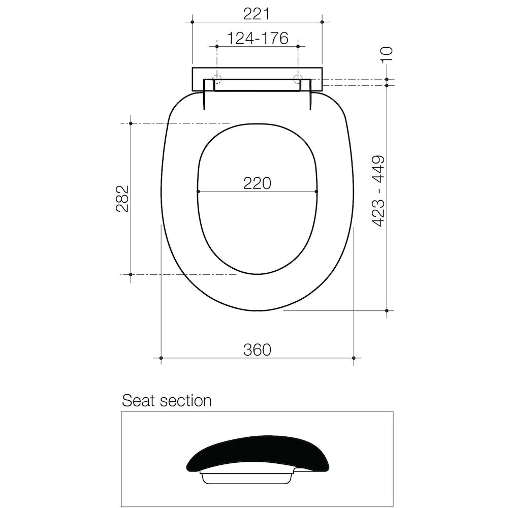 Profile Standard Seat Plastic Hinge with GermGard®