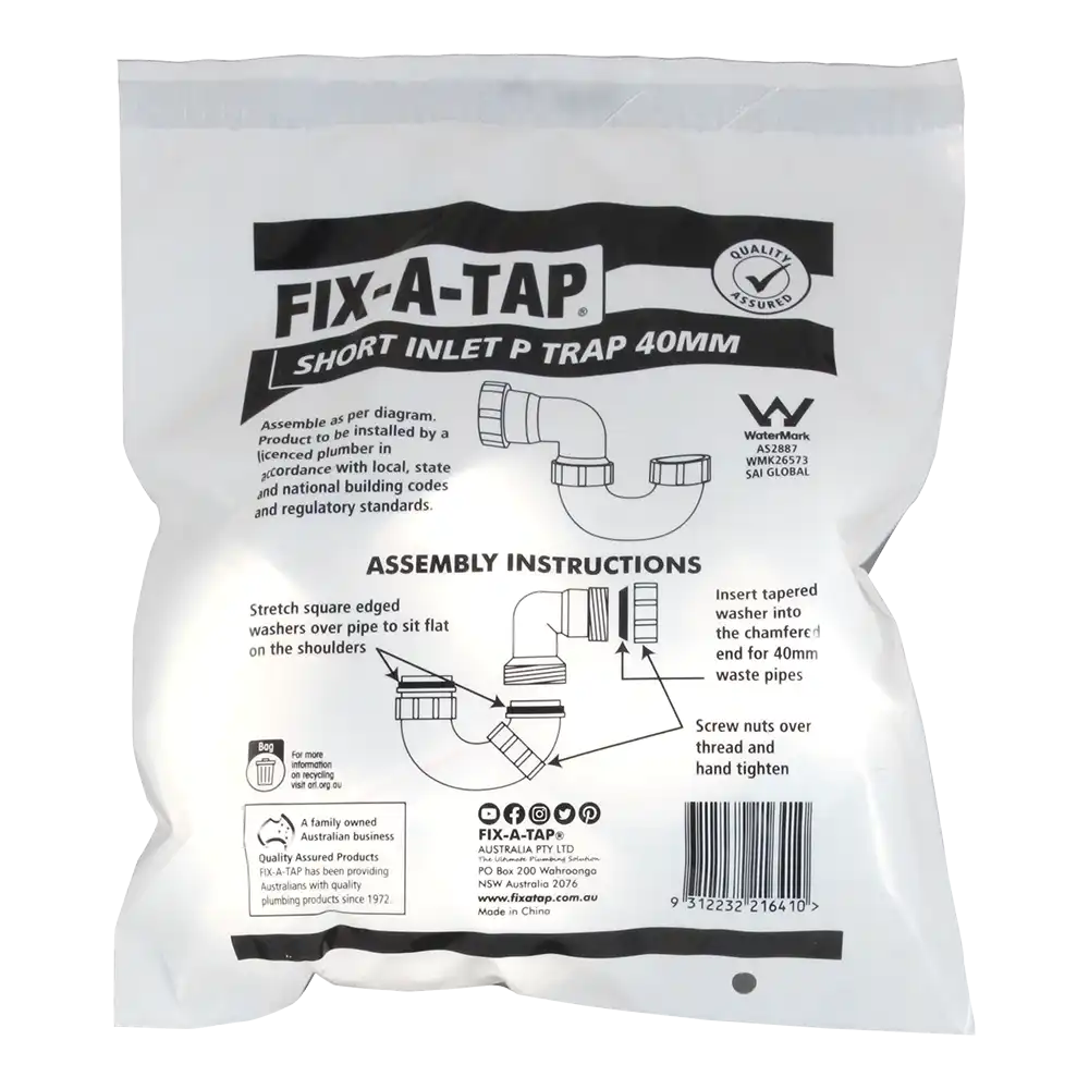 Short Inlet P Trap 40mm