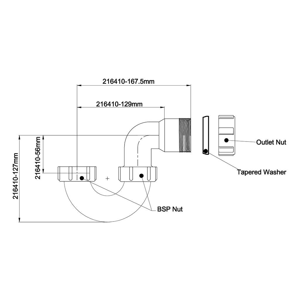 Short Inlet P Trap 40mm