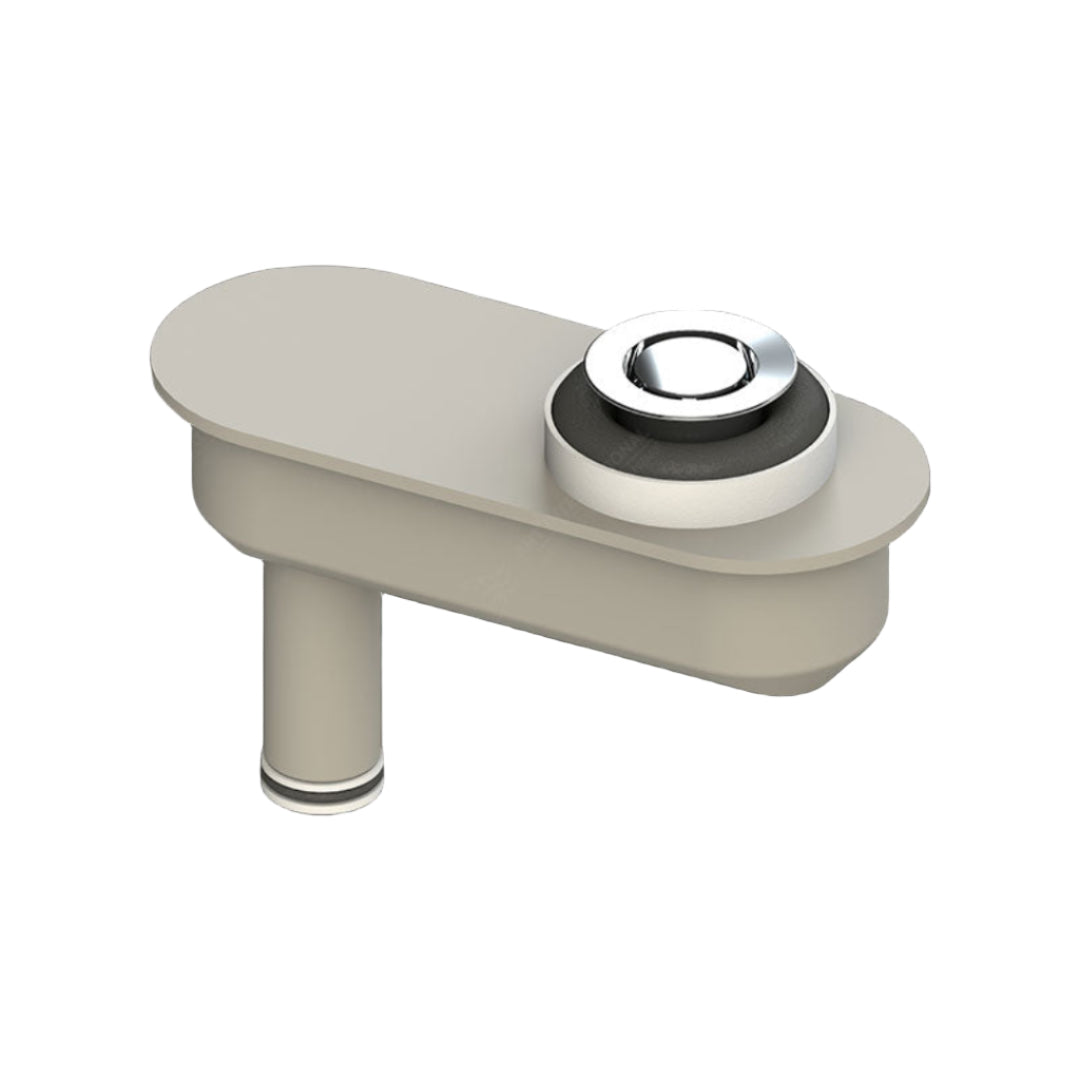 A white Bath Pop Down® Plug & Wastes, also known as a pop-up drain, against a black background.