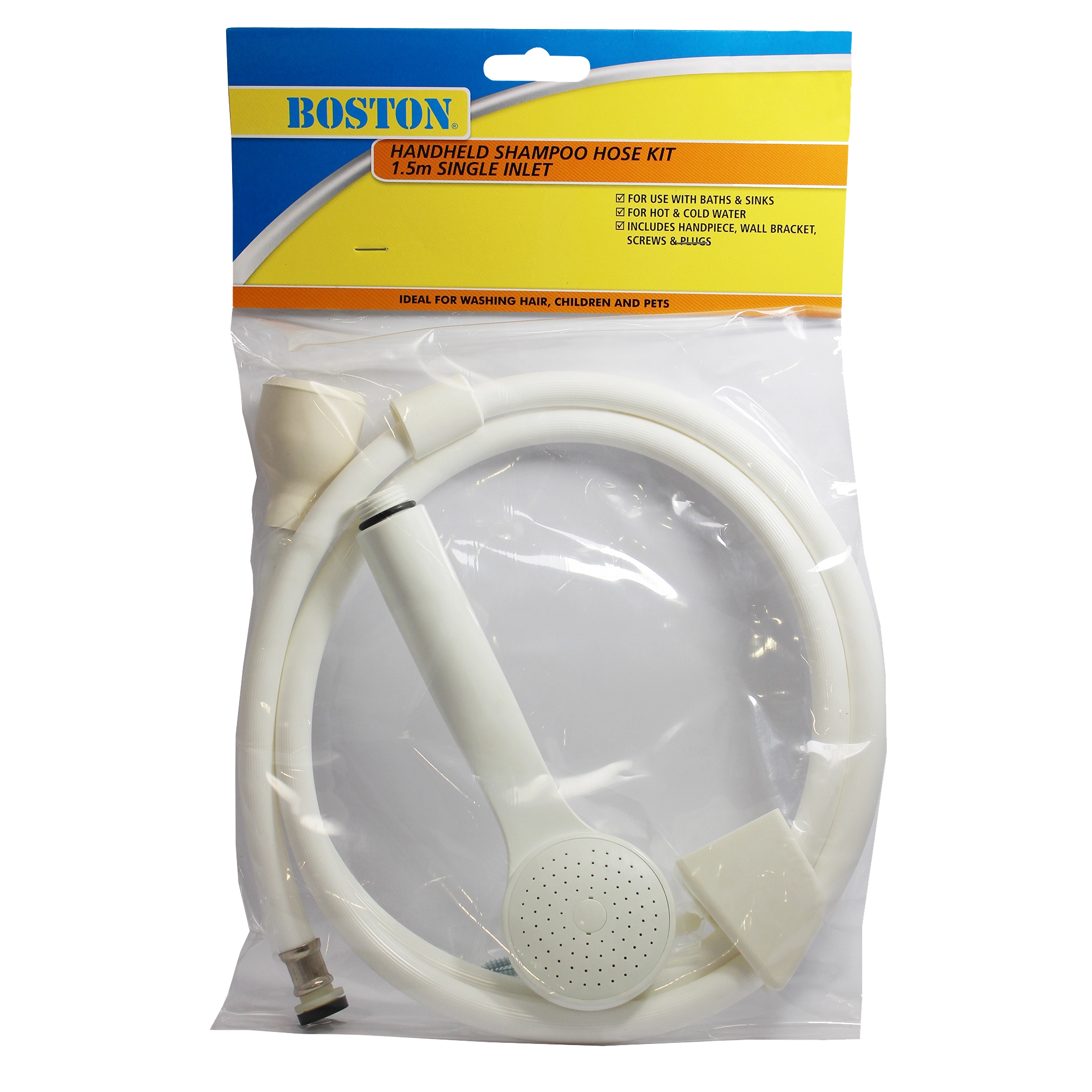 Single Push On Shower Hose & Hand Piece 1.5m