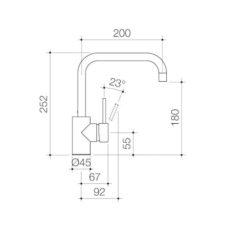 Pin Lever Sink Mixer Square Outlet