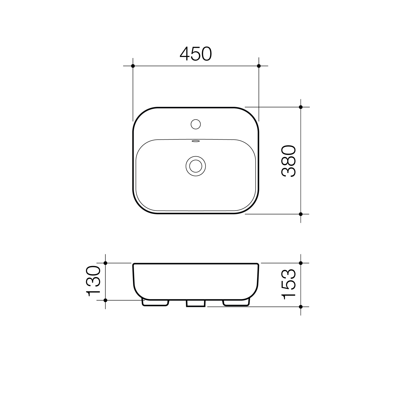 Luna Semi Recessed Basin 0TH