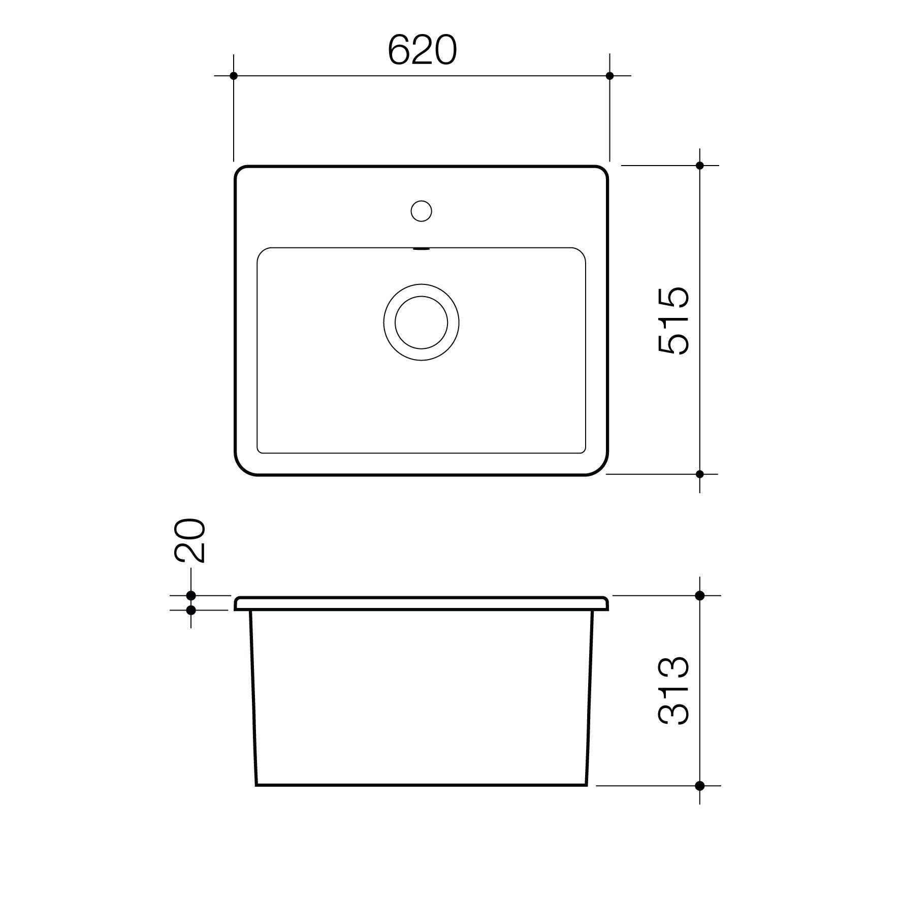 Cubus Laundry Vanity Basin 1TH