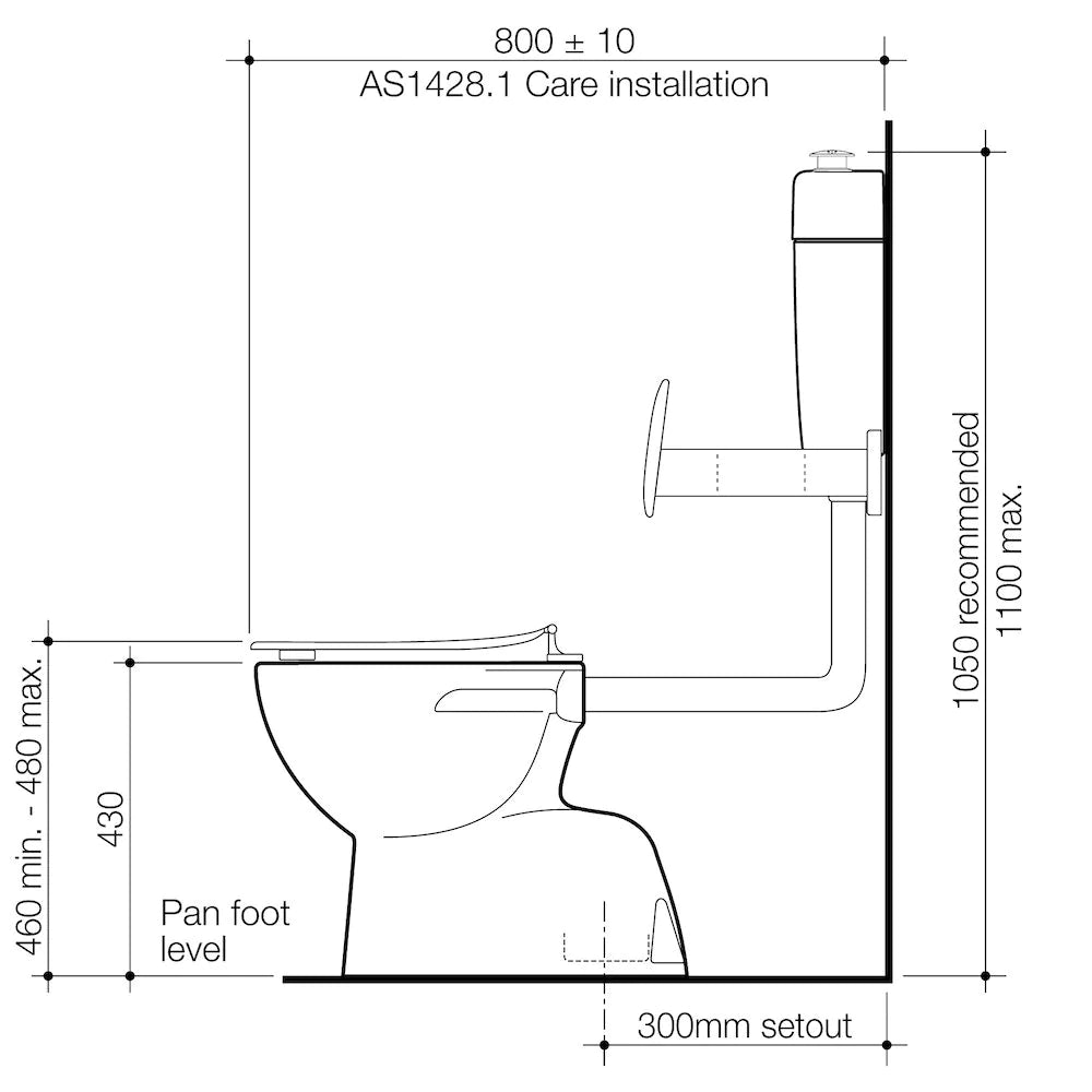 Care 200 V2 Connector (S Trap) Suite with Backrest and Caravelle Care Single Flap Seat - Anthracite Grey