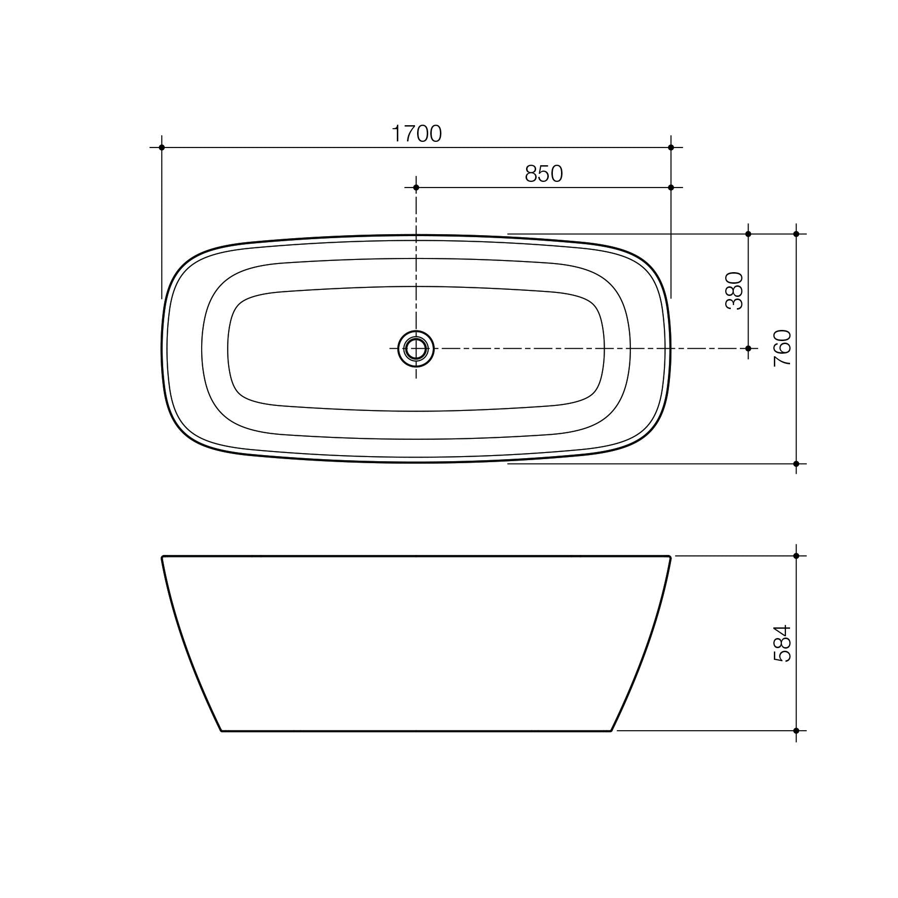 Contura 1700 Freestanding Bath