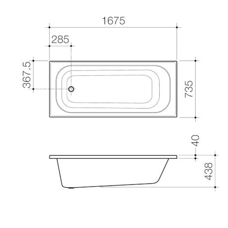 Luna 1675 Four Tile Flange Bath