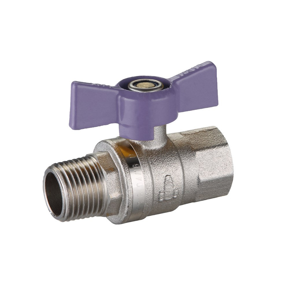 Dual Approved Ball Valve — Butterfly Handle, MI x FI, Lilac, Recycled Water, Lead Free