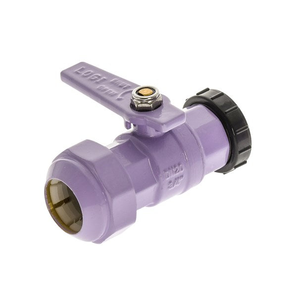 Water Service Ball Valve - Poly Connection PE x FI, Lilac, With Plug