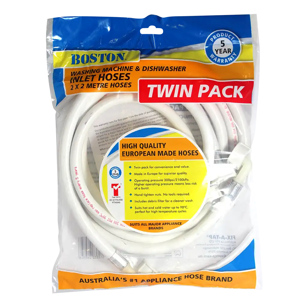 Washing Machine & Dishwasher Inlet Hose Twin Pack 2m Pack of 2