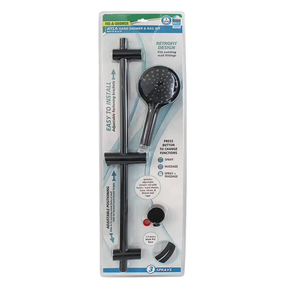 Ayla Hand Shower & Rail Kit – Matte Black