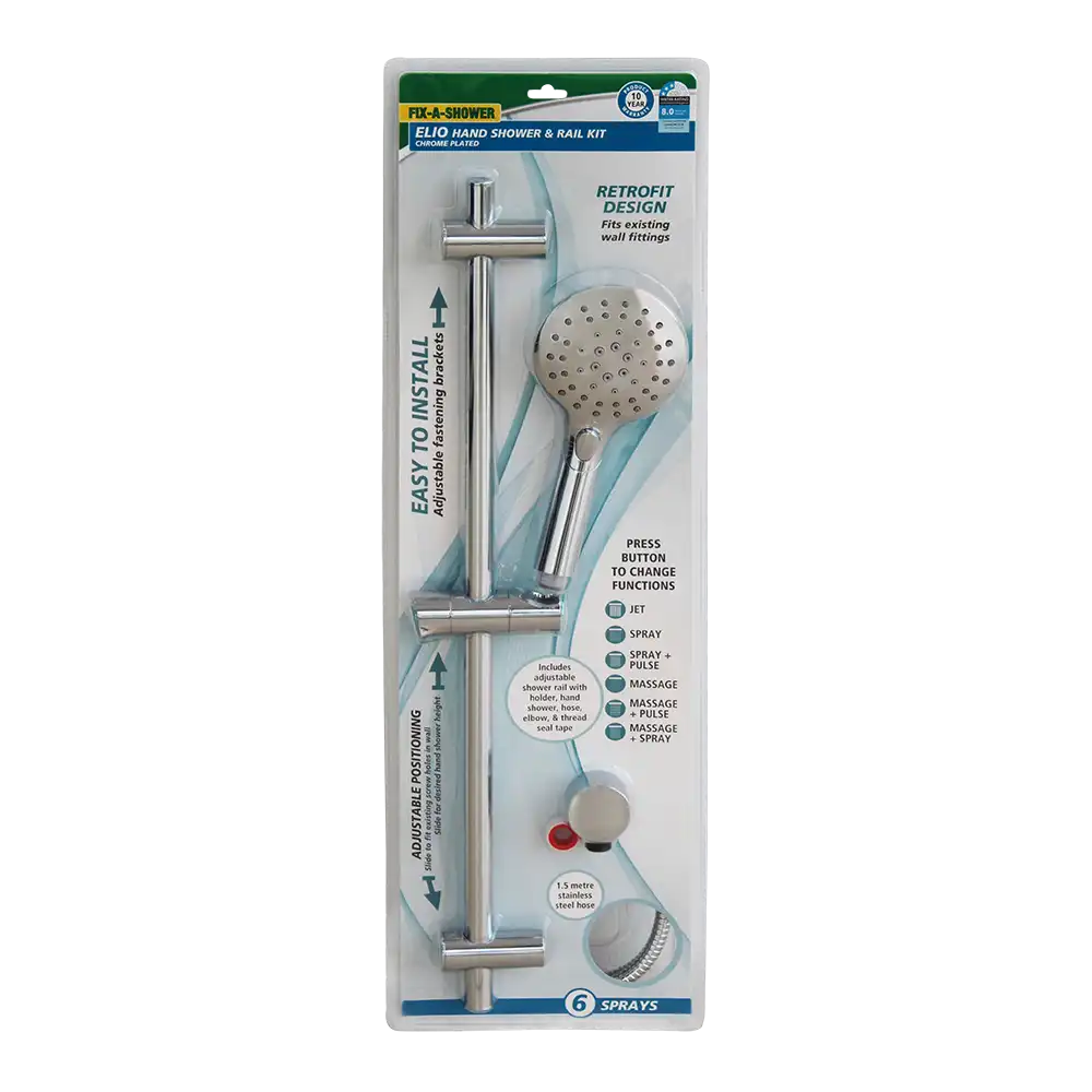 Elio Hand Shower & Rail Kit – Chrome Plated