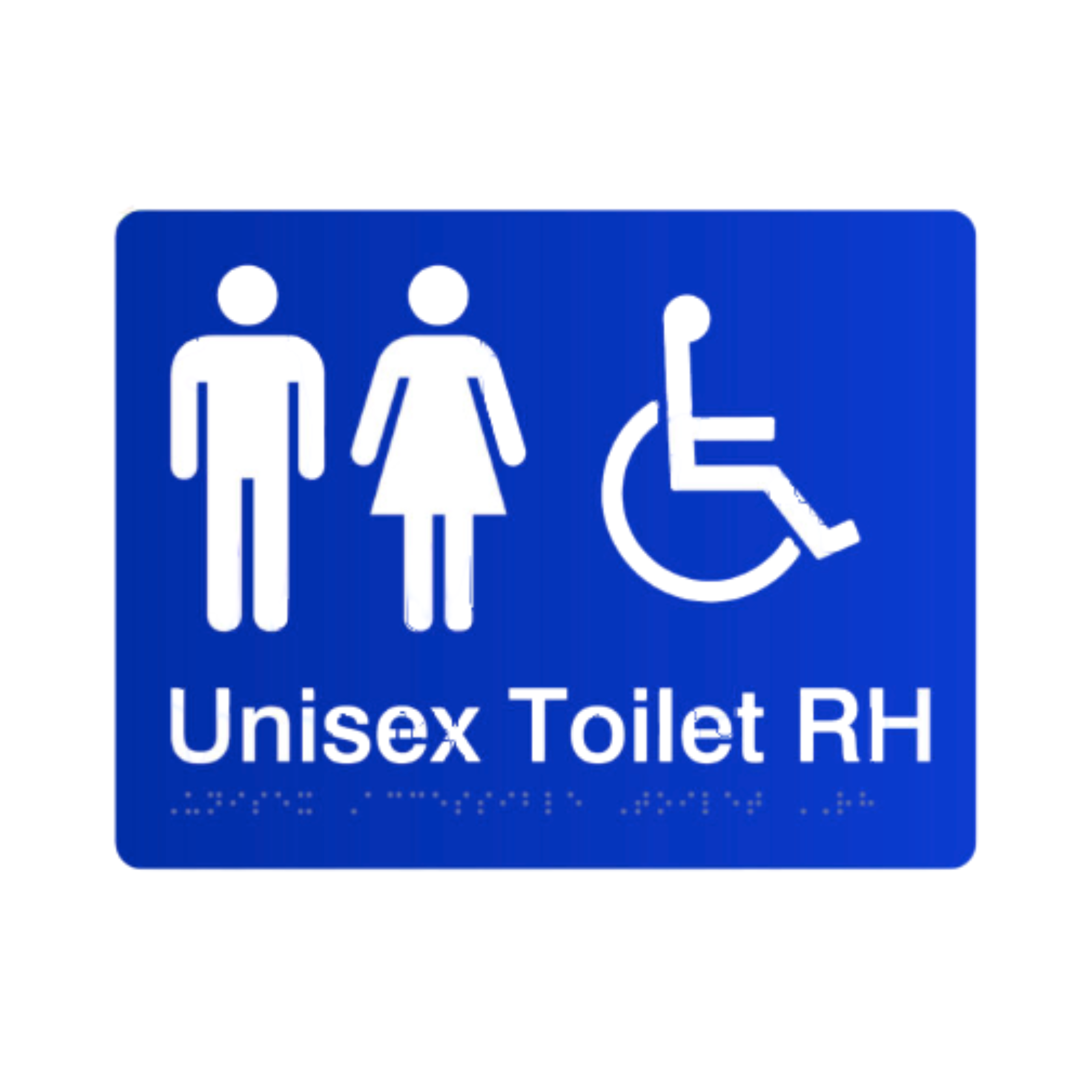 Unisex Disabled Right Hand Toilet Braille Sign in Blue Tactile Printed Acrylic - Pre Order