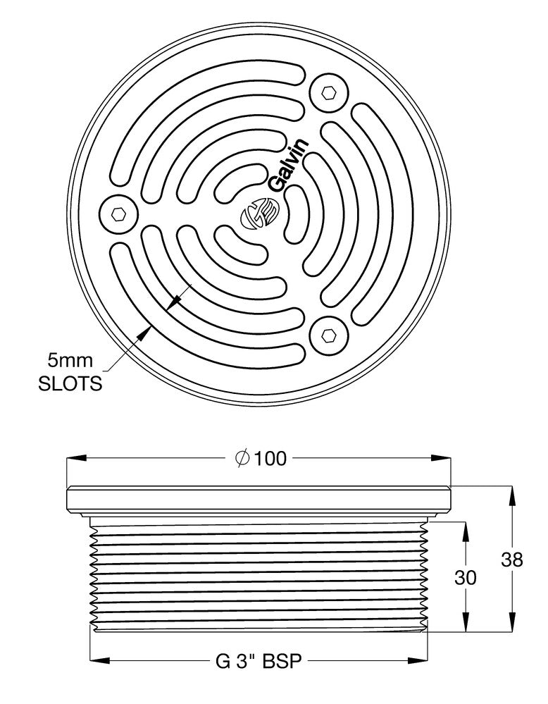 HeelGrate® Stainless Steel Floor Drain Grate Round Assembly 100x80 BSP