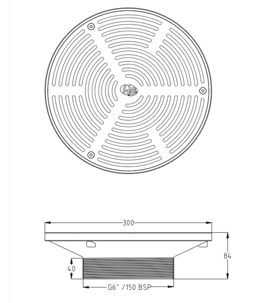HeelGrate® Stainless Steel Floor Drain Grate Assembly Round 300x150BSP