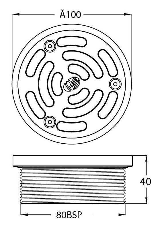 Stainless Steel Floor Drain Grate Assemby Round 100 x 80BSP