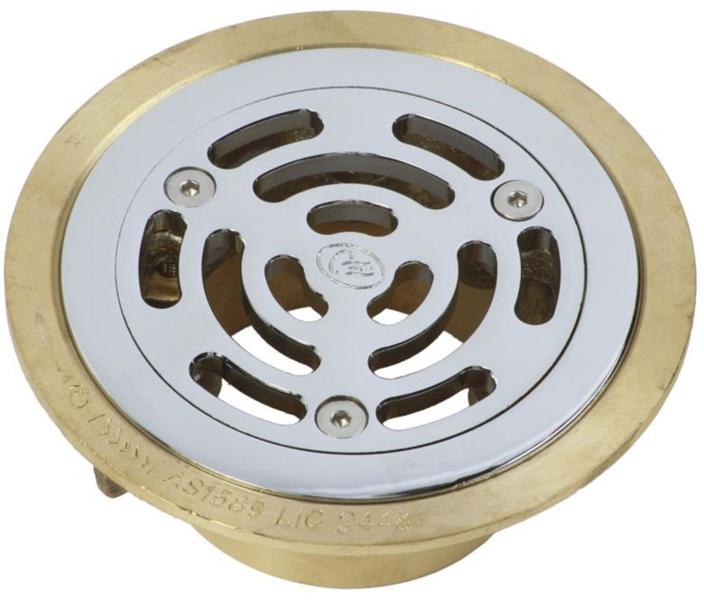 Chrome Floor Drain Grate Vinyl 100 x 80PVC Slip-In
