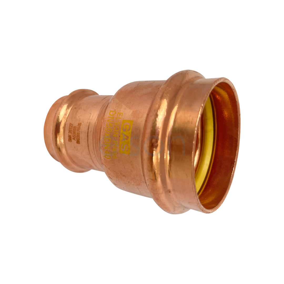 Copper plumbing fitting on a white background