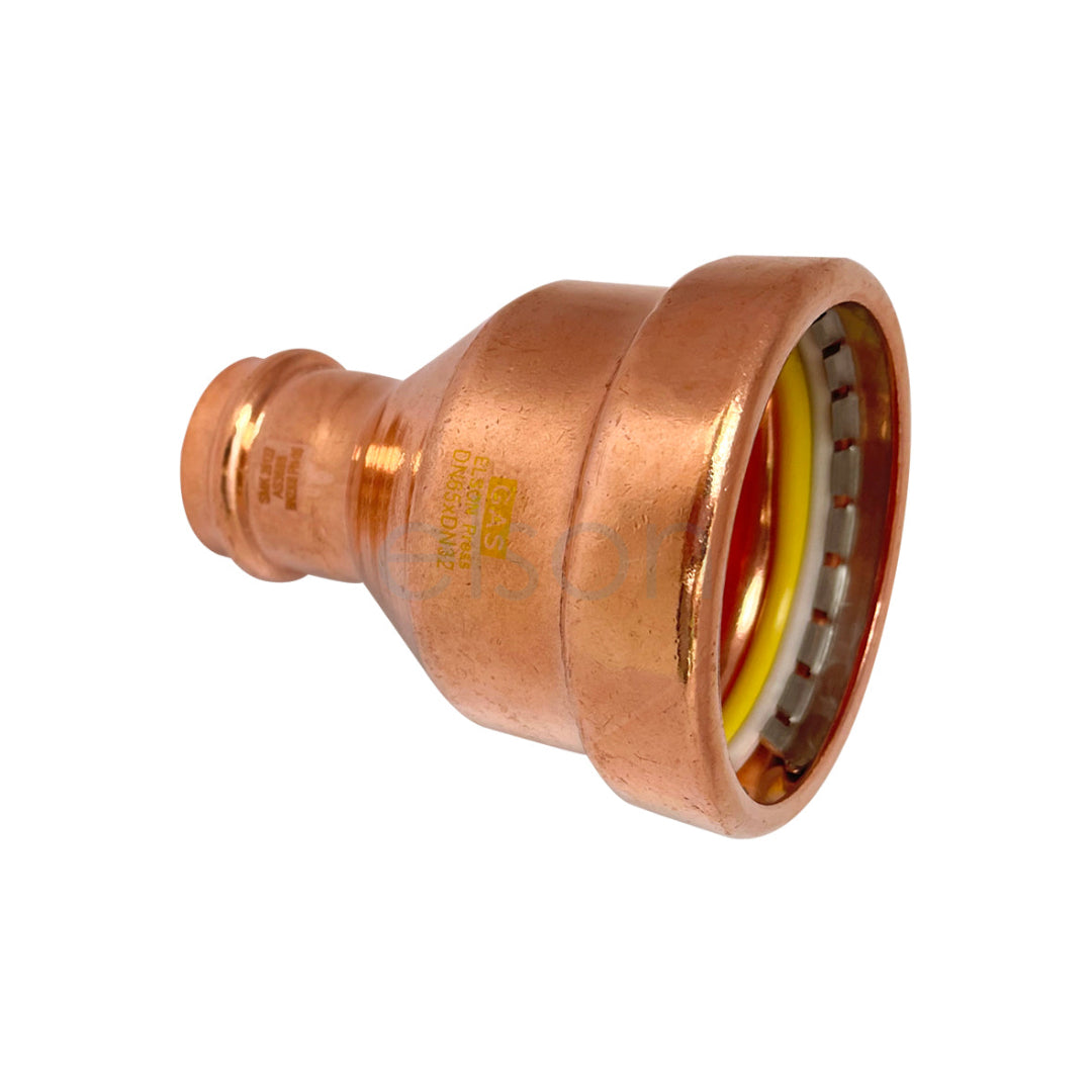 Copper plumbing fitting on a white background