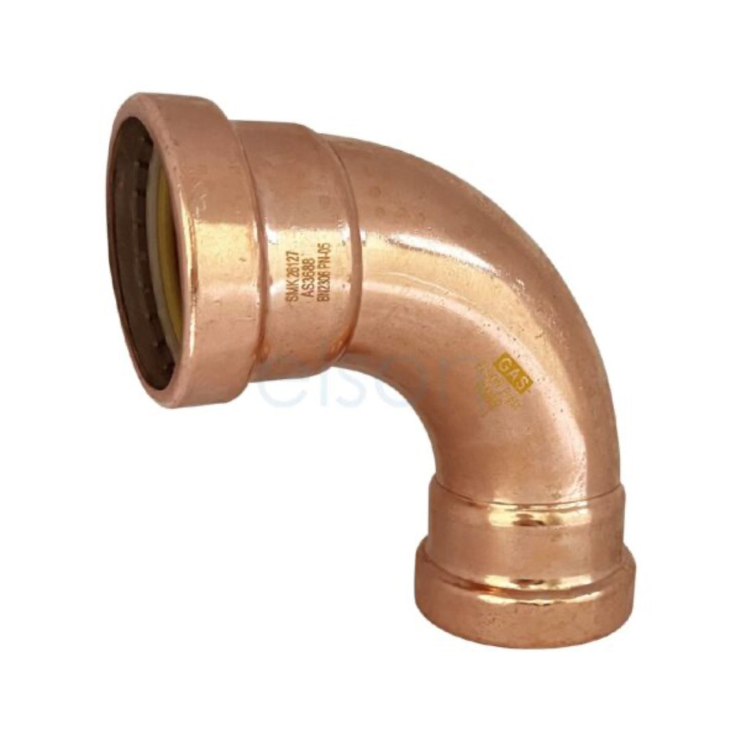 Copper pipe fitting on a white background