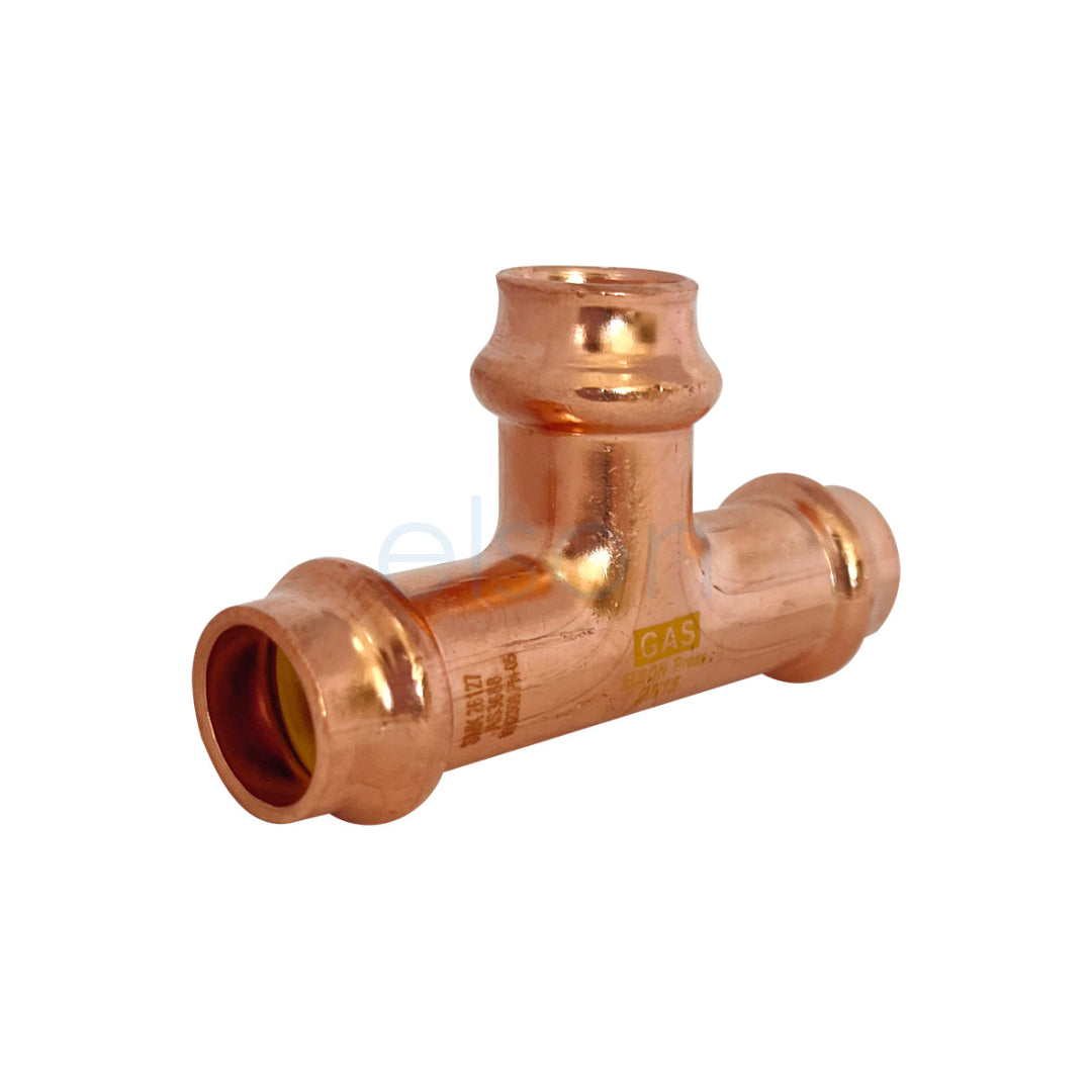 Copper plumbing fitting on a white background