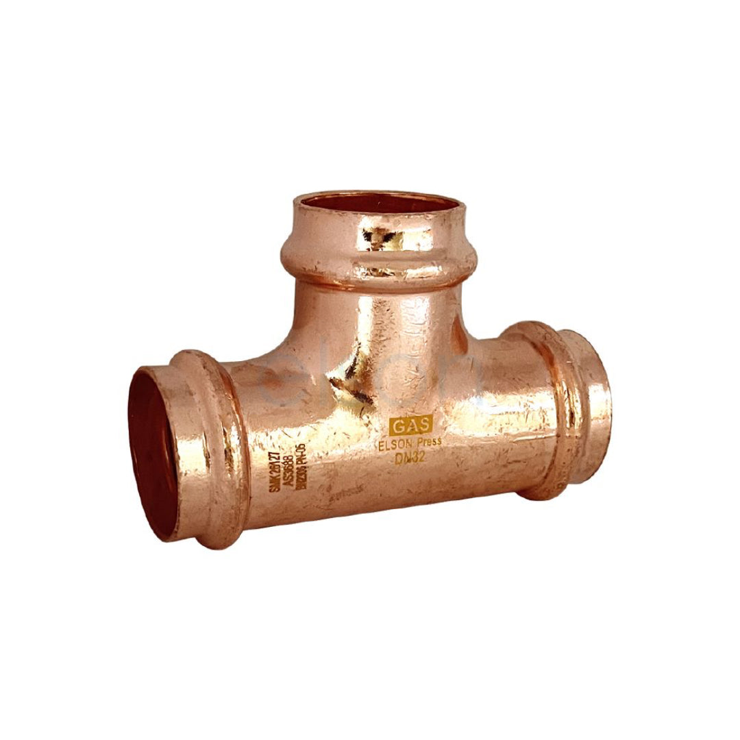 Copper pipe fitting on a white background