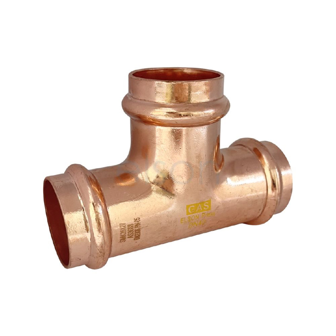 Copper pipe fitting on a white background