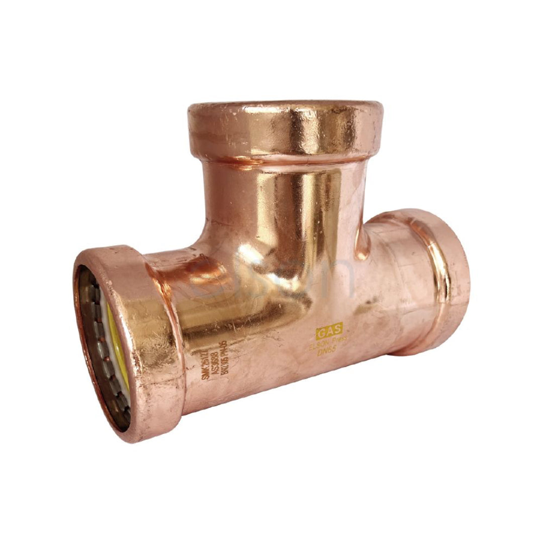 Copper pipe fitting on a white background