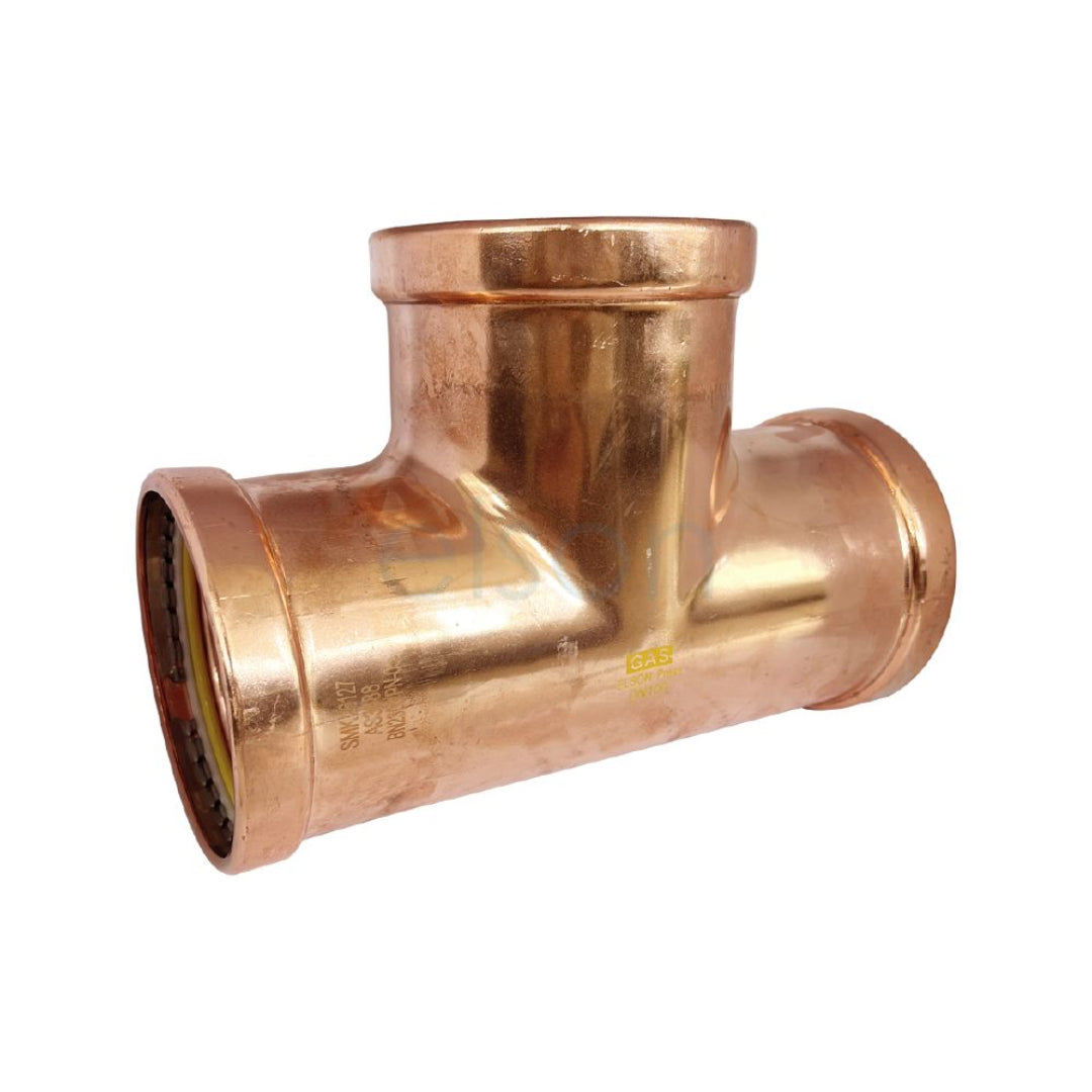 Copper pipe fitting on a white background