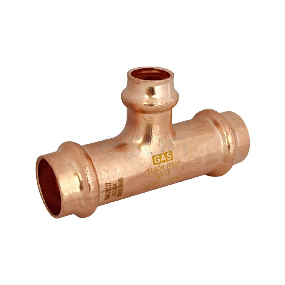 Copper gas fitting on a white background