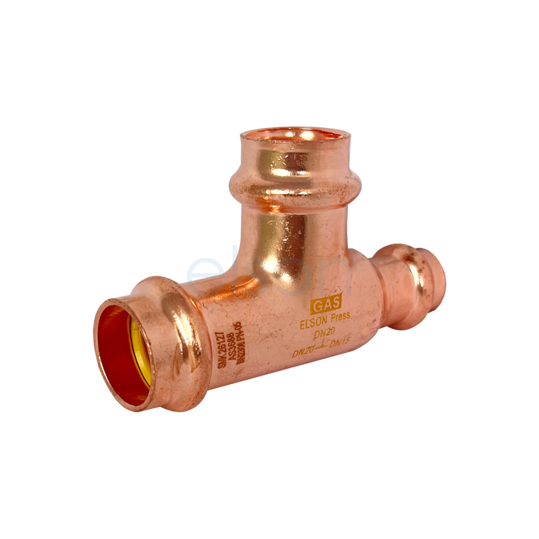 Copper pipe fitting on a white background