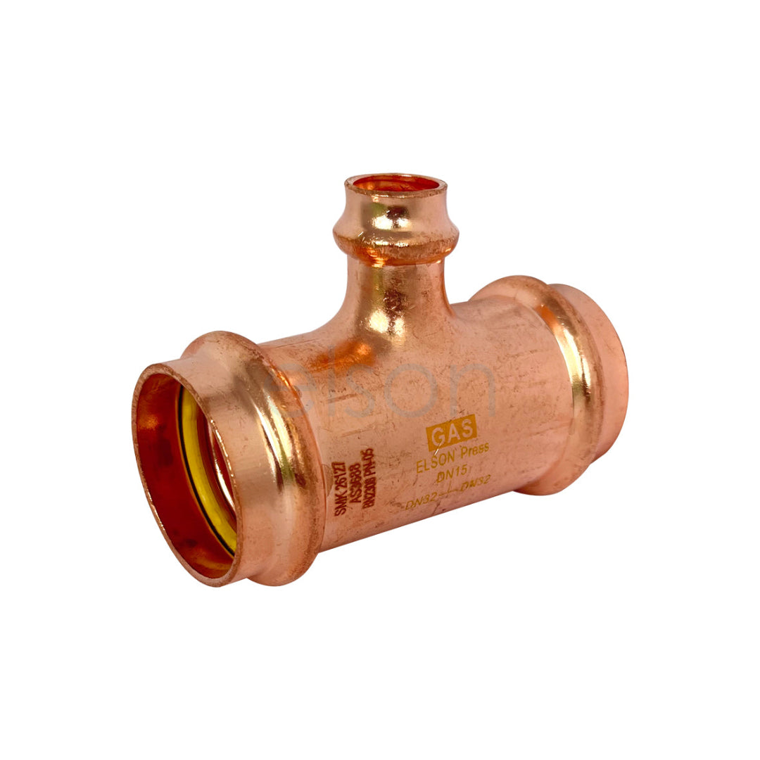 Copper pipe fitting on a white background