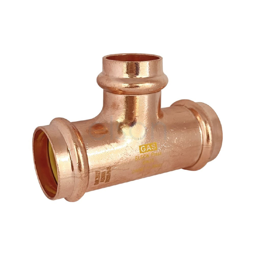 Copper pipe fitting on a white background