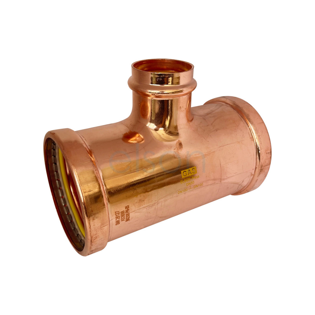 Copper pipe fitting on a white background