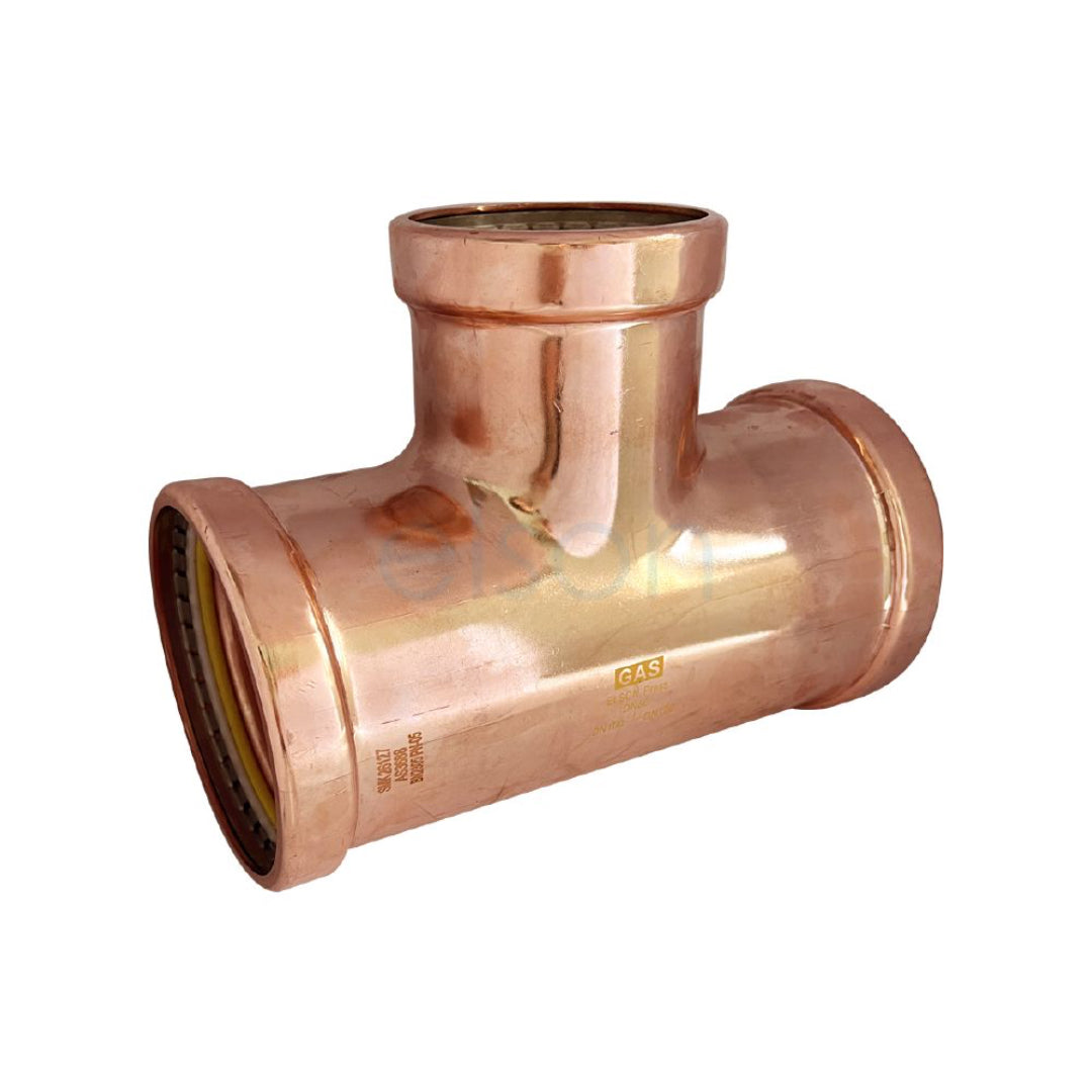 Copper pipe fitting on a white background