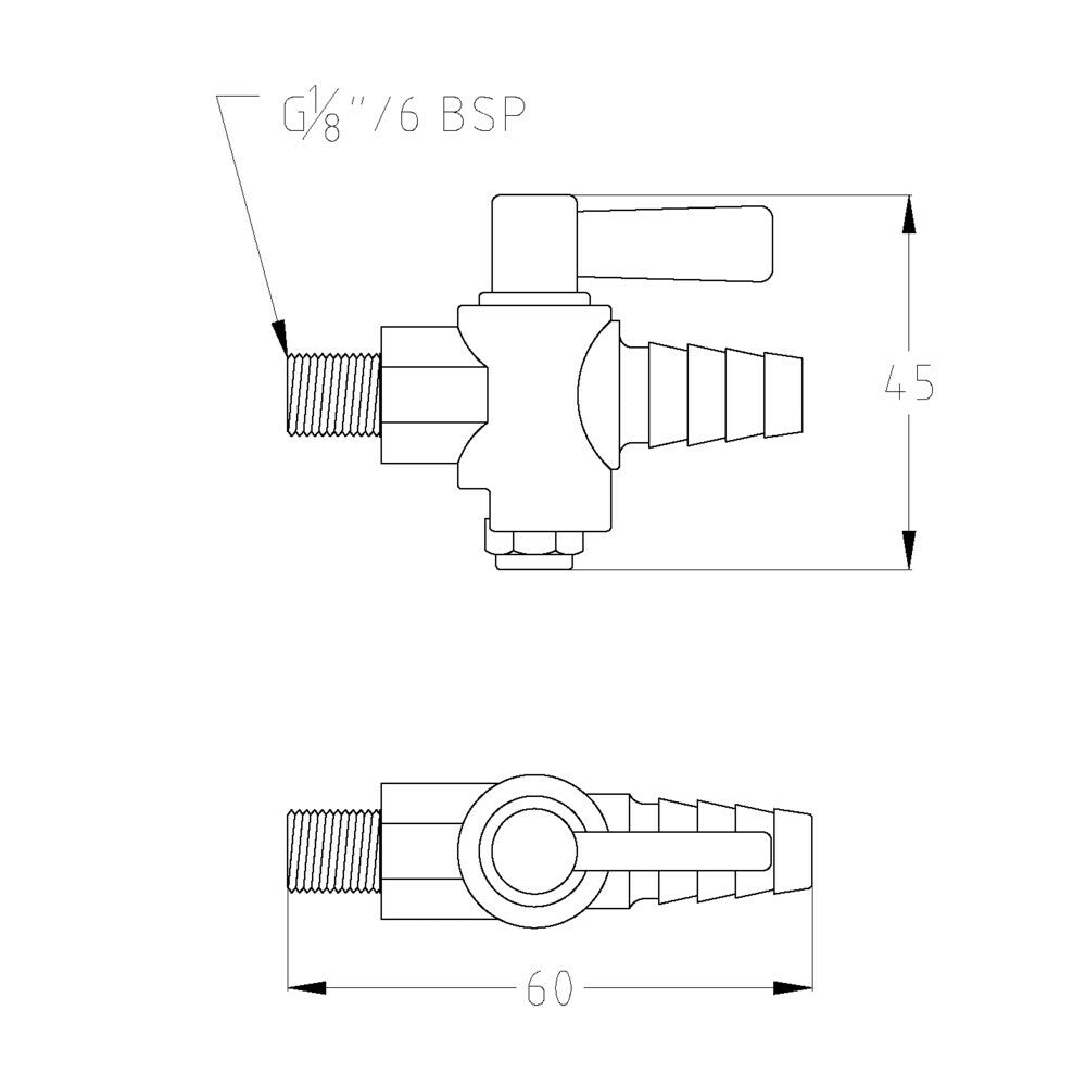 GalvinLab® Chrome Plated Brass Lab Lever Gas Tap - Straight