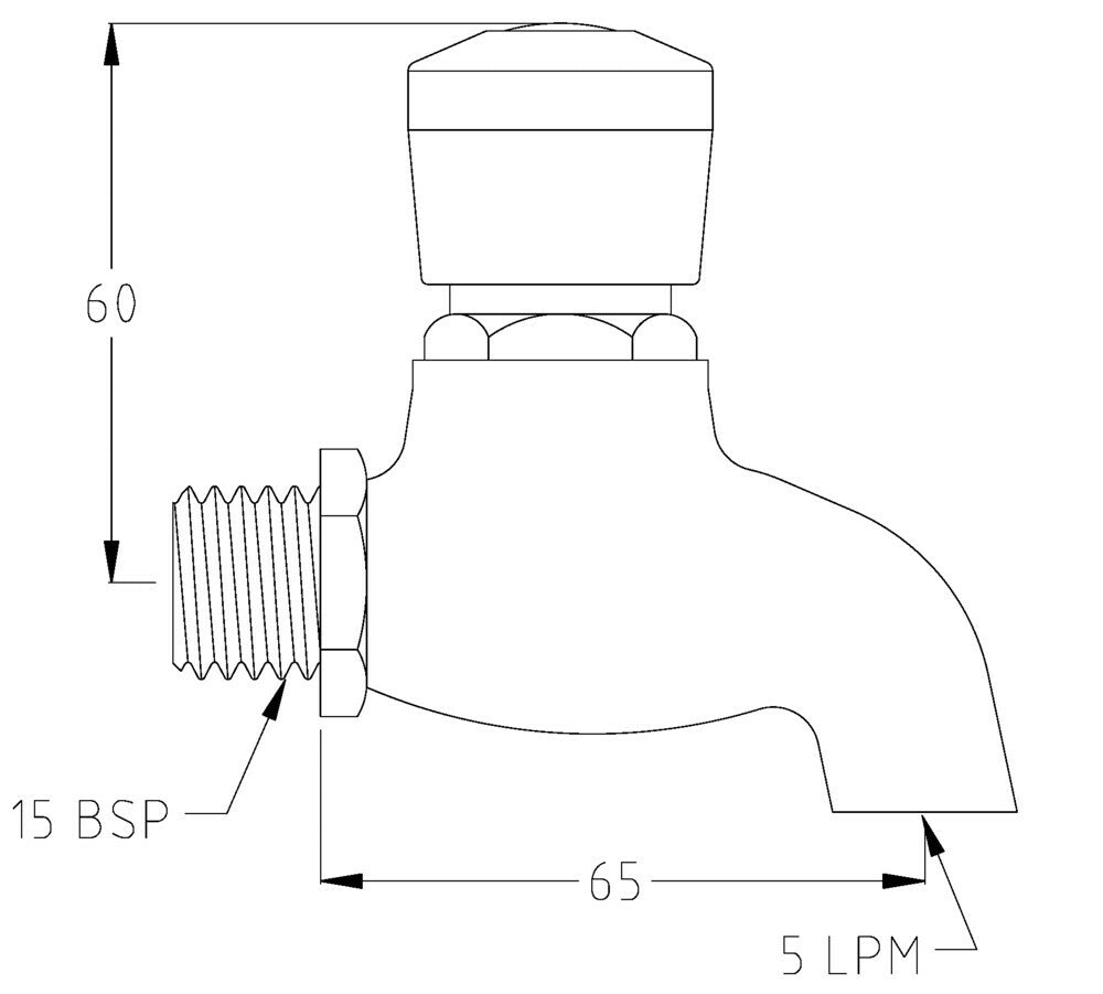 Ezy-Push® Chrome Plated Brass Push Button Standard Bib Tap - Cold