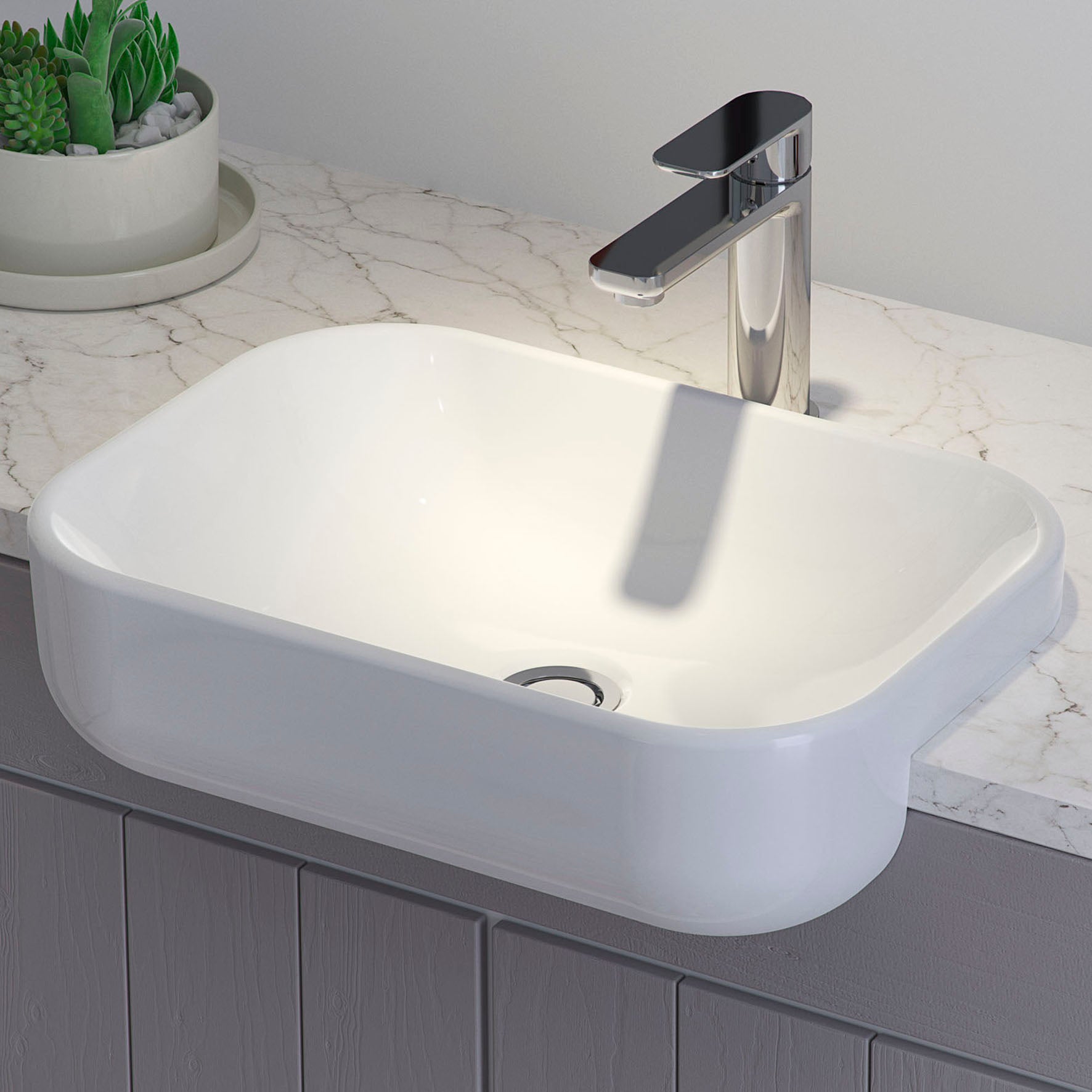 Luna Semi Recessed Basin - 0TH